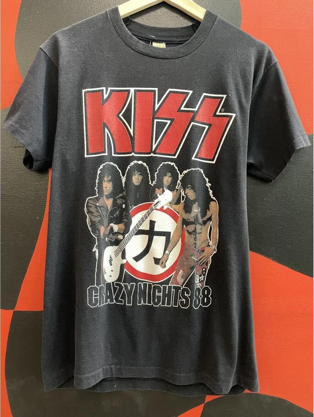 1988 KISS crazy nights tour merch L 20x27 screen star 50/50